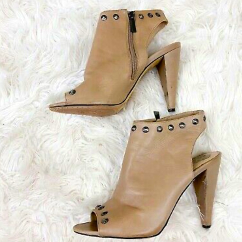 Vince Camuto Tan Peep-Toe Heels